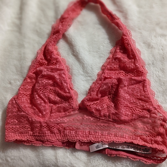Victoria's Secret Coral Lace Halter Medium Bralette - Picture 1 of 2